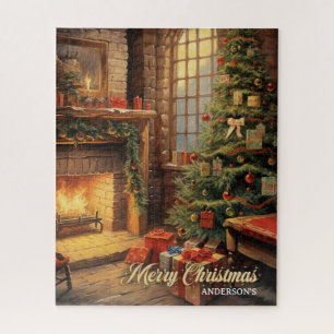 Puzzle Ilustracion retro vintage Navidades acogedores hog