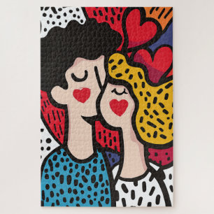 Puzzle Ilustracion romántico de arte pop de una pareja am
