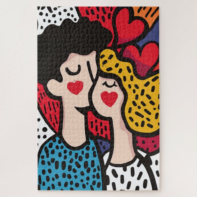 Puzzle Ilustracion romántico de arte pop de una pareja am (Vertical)