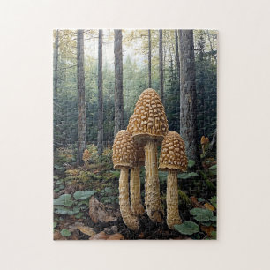 Puzzle Ilustracion Rustic Morel Mushrooms