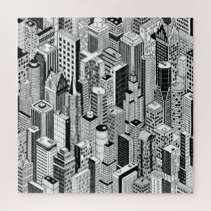 Puzzle Ilustracion urbano de rascacielos, sin costuras is