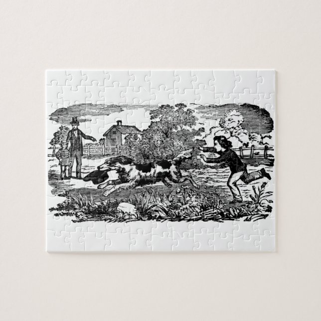 Puzzle Ilustración victoriana de arte antiguo de mascotas (Horizontal)