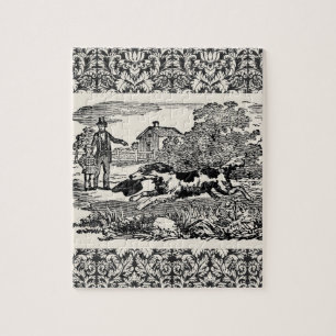 Puzzle Ilustración victoriana de arte de mascota antigua 