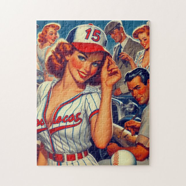 Puzzle Ilustracion Vintage de Béisbol (Vertical)