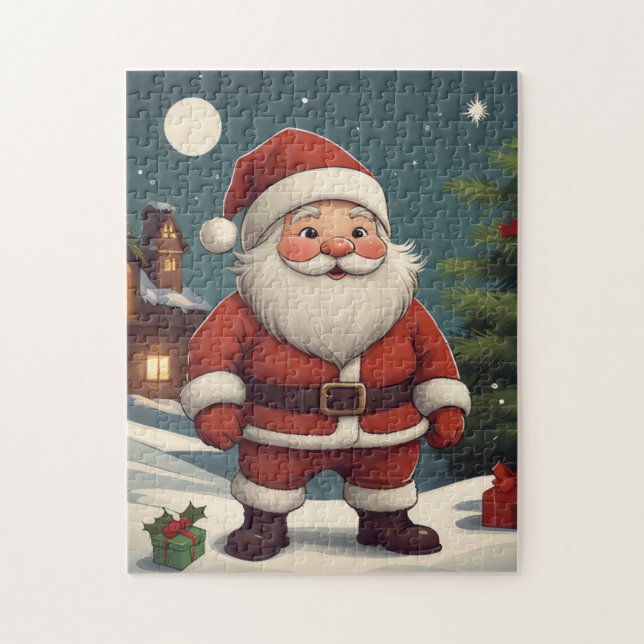 Puzzle Ilustración vintage de Papá Noel en Navidad (Vertical)