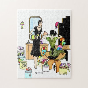Puzzle Ilustración vintage de sombrerería Art Déco de los