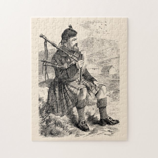 Puzzle Ilustración vintage de un highlander escocés (Vertical)