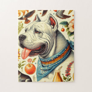 Puzzle Ilustracion Vintage Dogo Argentino