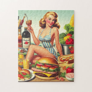 Puzzle Ilustracion Vintage Food Pin-up