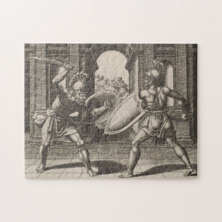 Puzzle Ilustracion Vintage Gladiator Sword Fight (1560)