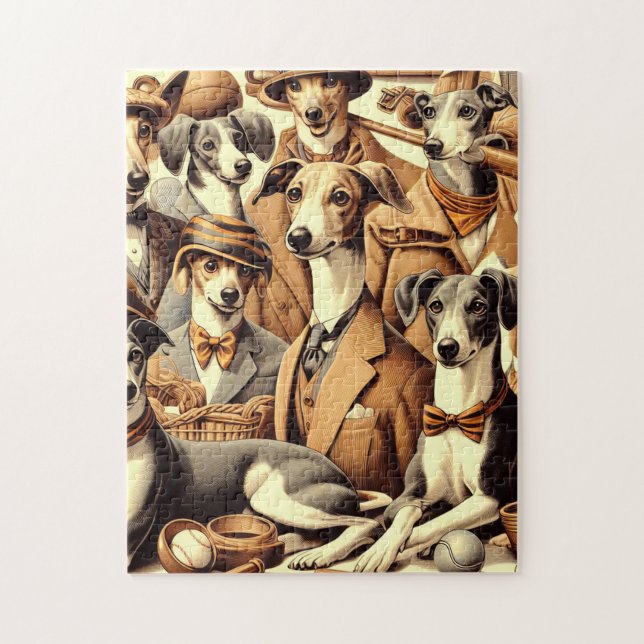 Puzzle Ilustracion vintage italiano Greyhound (Vertical)
