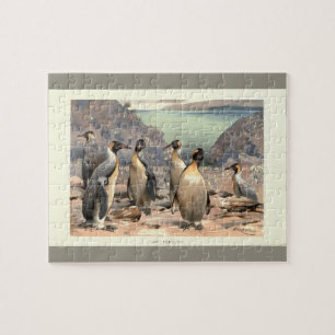 Puzzle Ilustración vintage pingüinos gigantes Antártico