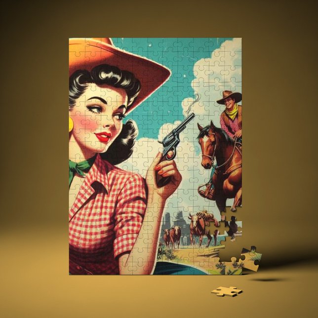 Puzzle Ilustracion Vintage Pulp Cowgirl (Subido por el creador)