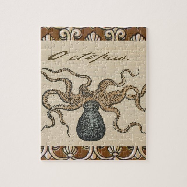 Puzzle Ilustración Vintage Pulpo Kraken (Vertical)