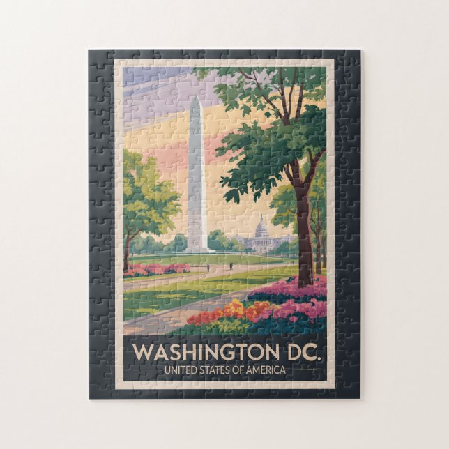 Puzzle Ilustracion Washington DC Viaje de arte (Vertical)