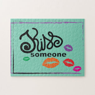Puzzle Ilustracion Whimsical Colorful KISSES