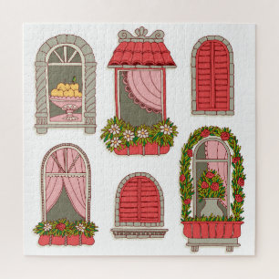 Puzzle Ilustraciones con ventanas antiguas: artísticas.