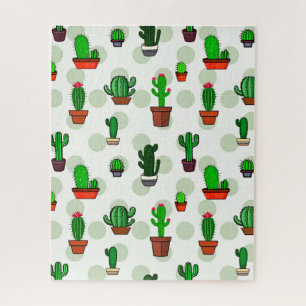Puzzle Ilustraciones de cactus lindos con patrón y puntos