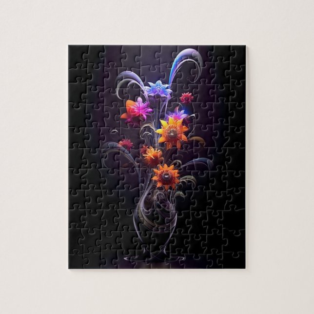 Puzzle Ilustrador de flores Pintura abstracta colorida (Vertical)