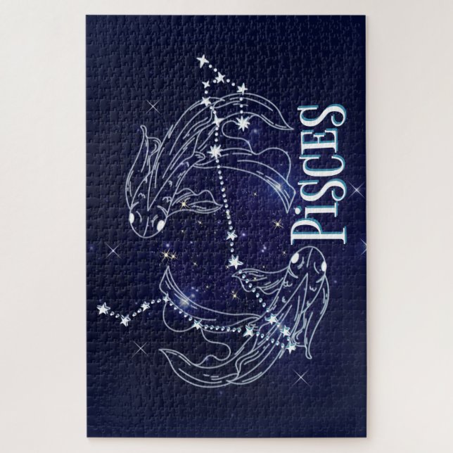 Puzzle Im A Pisces Zodiac. Rótulo Pisces Zodiac De Moda (Vertical)