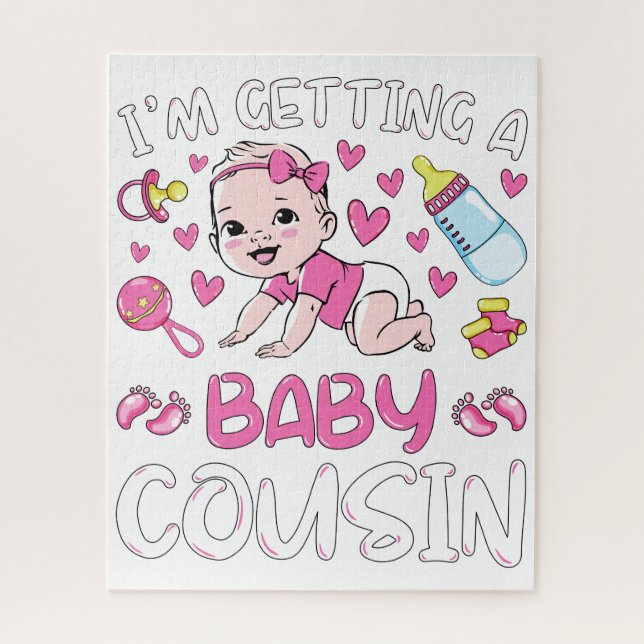 Puzzle I'm Getting A Baby Cousin Girl Gender Reveal (Vertical)