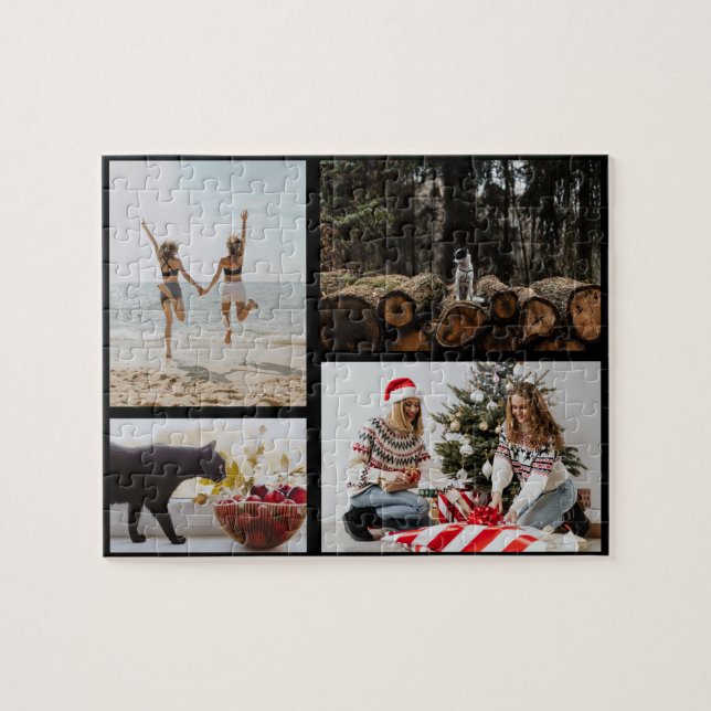 Puzzle Imagen 4 Familia Personalizada Collage de fotos (Horizontal)
