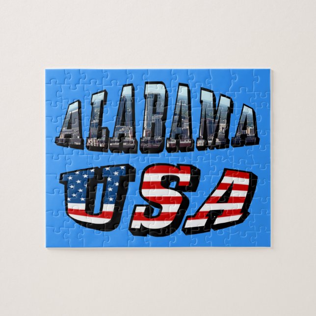 Puzzle Imagen de Alabama y fuente de bandera de Estados U (Horizontal)