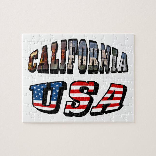 Puzzle Imagen de California y texto de bandera de Estados (Horizontal)