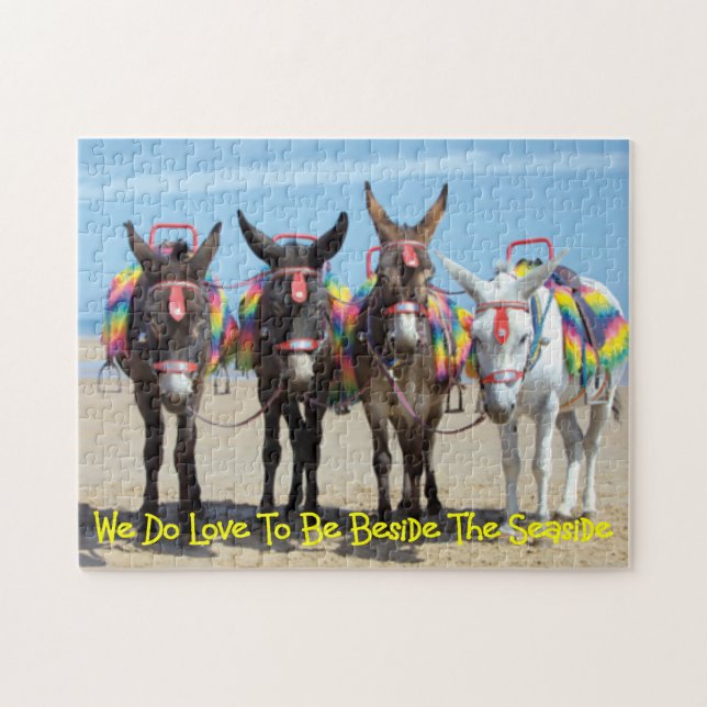 Puzzle Imagen de Coastal Beach Scene Seaside Donkey Rides (Horizontal)