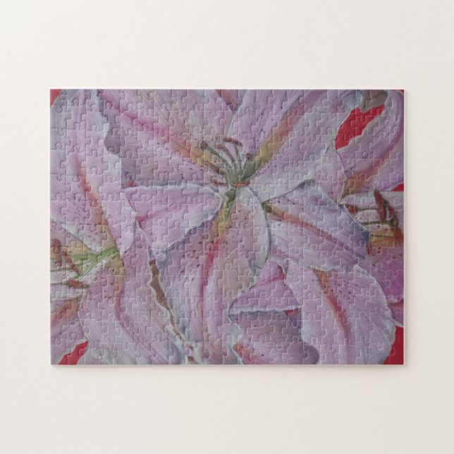 Puzzle imagen de flores de lirio rosa grande floridas (Horizontal)