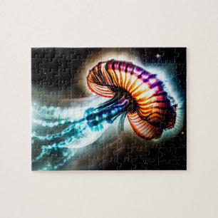 Puzzle Imagen de marino eléctrico de medusas de neón rosa