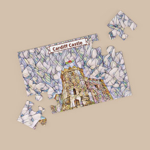 Puzzle Imagen de mosaico del castillo de Cardiff, Gales,