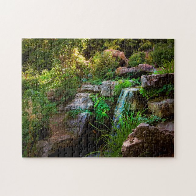 Puzzle Imagen de una cascada en los jardines de rock japo (Horizontal)