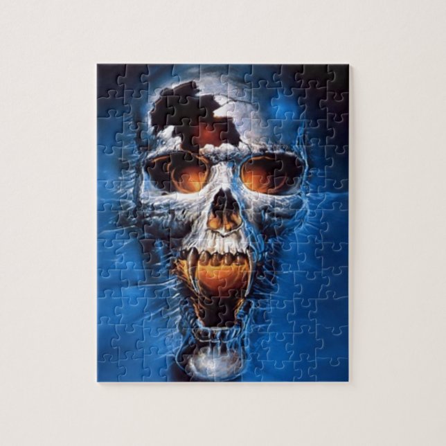 Puzzle Imagen del cráneo del fuego del peligro (Vertical)