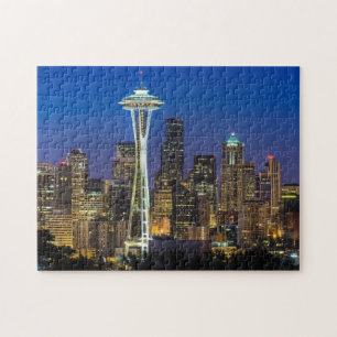 Puzzle Imagen del horizonte de Seattle en horas de mañana