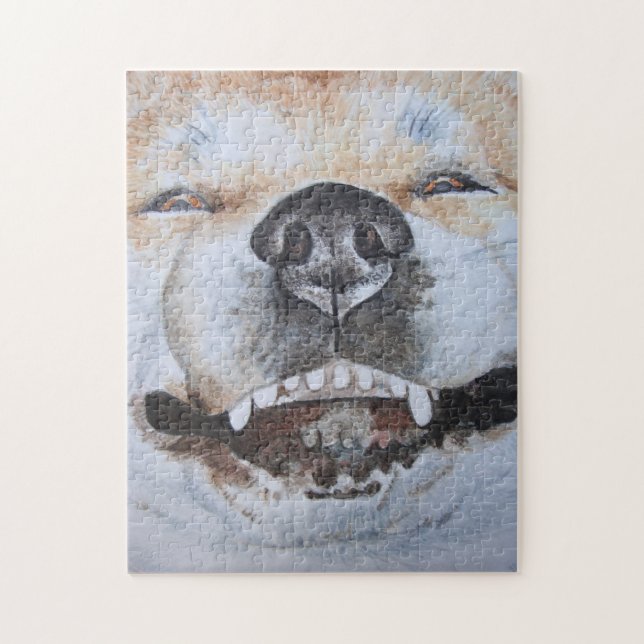 Puzzle imagen divertida de un perro lindo sonriendo (Vertical)