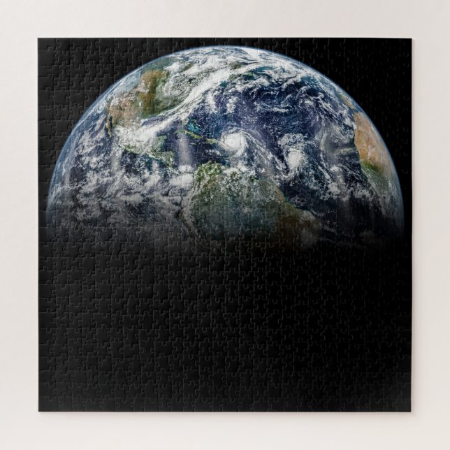 Puzzle Imagen Mosaica Del Planeta Tierra Con 3 Huracanes (Vertical)