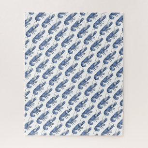 Puzzle Imagen Retro Vintage Langosta Azul