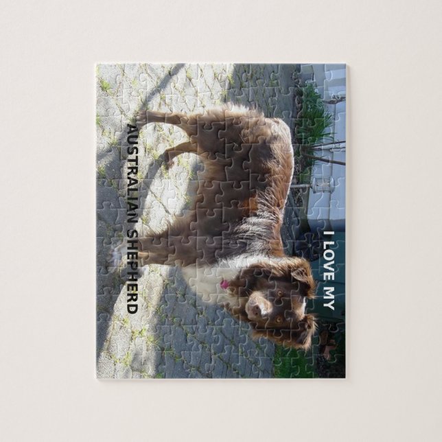 Puzzle imagen roja del amor w del pastor australiano tri (Vertical)