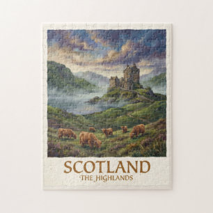 Puzzle Imagen vintage de viaje de las Tierras Altas de Es
