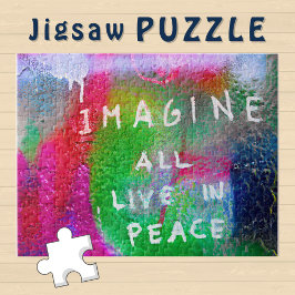 Puzzle Imaginen a todos viviendo en paz en el muro del gr