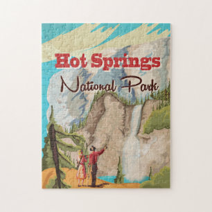 Puzzle Imán del cartel de viaje de Hot Springs National P