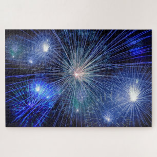 Puzzle Imposibles fuegos artificiales azules en el rompec