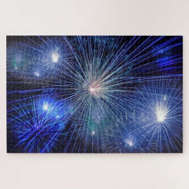 Puzzle Imposibles fuegos artificiales azules en el rompec (Horizontal)