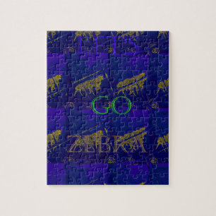 Puzzle Impresión abstracta azul francés "Let's Go Zebra"