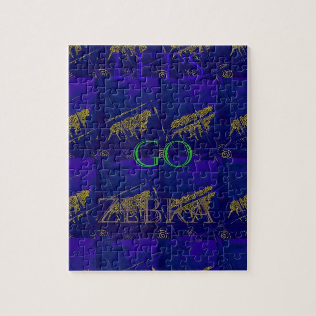 Puzzle Impresión abstracta azul francés "Let's Go Zebra" (Vertical)