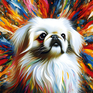 Puzzle Impresión Acrílica Blanca de Pekinés   Colorida   