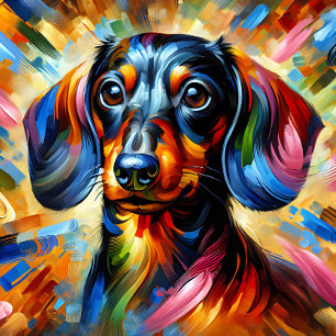 Puzzle Impresión acrílica de Dachshund Colorida Vibra