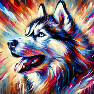 Puzzle Impresión acrílica de Husky Siberiano Colorido