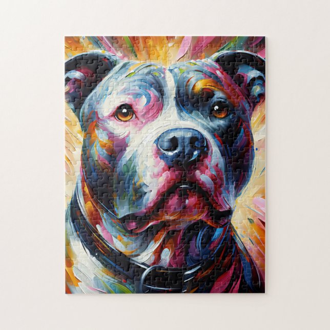 Puzzle Impresión Acrílica de Perro American Pit Bull Terr (Vertical)